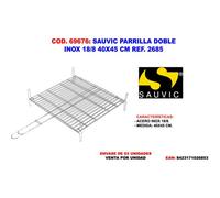Sauvic Grille double 02685 - Acier inoxydable 18/8 40 x 45 cm - Pince offerte
