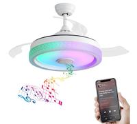 Parrot Uncle 106 cm Ventilateur de plafond avec lumière LED, 3 pales ABS, moteur DC & télécommande, moderne & silencieux, pales rétractables