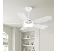 Parrot Uncle 106cm Ventilateur de Plafond avec Lumiere Silencieux et Réversibles, Moteur DC, Mode été et Hiver, 3 températures de couleur,6 Vitesses, Télécommande Minuterie, 5 Pales ABS Blanc