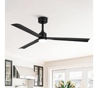 Parrot Uncle 127cm Ventilateur de Plafond avec Lumiere Silencieux et Réversibles, 40W Moteur DC, Mode été et Hiver, 3 températures de couleur,6 Vitesses, Télécommande Minuterie,3 Pales ABS Noir