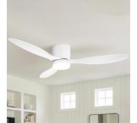 Parrot Uncle 132cm Ventilateur de plafond avec Lumiere Réversibles, 35W Silencieux Moteur DC, Cct Modulable 3000/4000/6500k,6 Vitesses,Mode été et Hiver, Télécommande Minuterie,Pales ABS Blanc