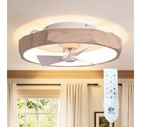 Parrot Uncle 50cm Ventilateur de plafond avec Lumiere Silencieux et Réversibles,Pales ABS,Moteur DC,Mode été et Hiver, 3 températures de couleur,6 Vitesses, Télécommande Minuterie, Pales en ABS, Bois
