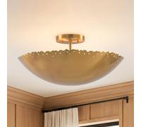 Parrot Uncle Lampe de plafond vintage laiton 42,5 cm, E14 Plafonnier maximale 40W, abat-jour perforé style moderne, adapté salon, chambre, couloir et cuisine (ampoule vendue séparément)