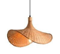 Parrot Uncle Suspension Bambou Naturel Ø52 cm Tressée Main Lustre Bohème E27 Design Ondulé pour Salon Salle à Manger