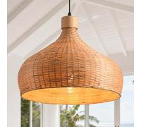 Parrot Uncle Suspension en Rotin, Abat-jour en Bambou Naturel Tissé à la Main 45 cm, Suspension de Plafond Artisanale, Hauteur Réglable, Douille E27 pour Déco Scandinave Bohème (Ampoule non fournie)