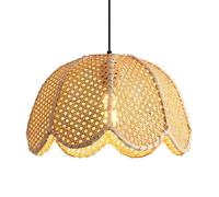 Parrot Uncle Suspension Rotin Naturel 40 cm Lustre Bohème Forme Fleur Pétale Tressée à la Main Luminaire Suspendu E27