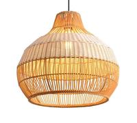 Parrot Uncle Suspension Rotin Naturel Ø43 cm Tressée Main Lustre Cloche Bohème Nordique E27 Hauteur Réglable Salon Salle à Manger