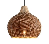 Parrot Uncle Suspension Rotin Naturel Ø48 cm Lampe Suspendue Bicolore Forme Goutte Tressée à la Main Style Bohème E27