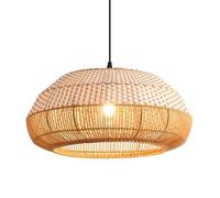 Parrot Uncle Suspension Rotin Naturel 48 cm Lustre Bohème Bicolore Tressé à la Main Luminaire Suspendu E27 Salon Salle à Manger