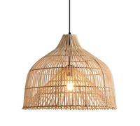 Parrot Uncle Suspension Rotin Naturel Ø50 cm Lampe Suspendue Forme Cloche Tressée à la Main Style Bohème E27
