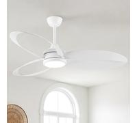 Parrot Uncle Ventilateur de plafond avec éclairage 106cm, CCT modulable 3000/4000/5000K, Moteur DC silencieux 31W,6 vitesses,fonction été-hiver, mémoire, télécommande,Pales en ABS blanc pour chambre