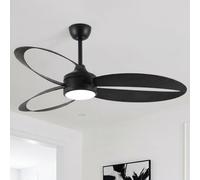 Parrot Uncle Ventilateur de plafond avec éclairage 106cm, CCT modulable 3000/4000/5000K, Moteur DC silencieux 31W,6 vitesses,fonction été-hiver, mémoire, télécommande,Pales en ABS noir pour chambre