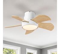 Parrot Uncle Ventilateur de Plafond avec éclairage 76cm,Cct Modulable 3000/4000/6500K, 6 Vitesses, Moteur DC Silencieux 20W,Fonction été/Hiver/Mémoire Télécommande,Minuterie,Chambre,ABS Imitation Bois