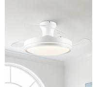 Parrot Uncle Ventilateur de plafond avec lumière rétractable, 3 pales, modes été et hiver, 3 températures de couleur, 6 vitesses, télécommande, minuteur pour la chambre, blanc 91 cm