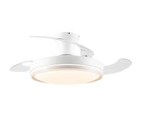 Parrot Uncle Ventilateur de plafond avec lumière rétractable 92 cm 3 pales 6 vitesses télécommande minuterie été hiver blanc