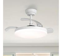 Parrot Uncle Ventilateur de Plafond avec Lumiere Silencieux, 106cm, 3 Onzichtbare Intrekbare Vleugels, 3 Températures De Couleur, 6 Vitesses, Télécommande, Minuterie Pour la Chambre à Coucher, Blanc