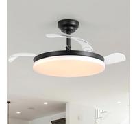 Parrot Uncle Ventilateur de plafond avec Lumiere Silencieux et pales Rétractables, 106 cm 3 pales, 36W, Moteur DC, mode été et hiver, 6 vitesses, télécommande, Noir