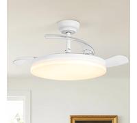 Parrot Uncle Ventilateur de plafond avec Lumiere Silencieux et pales Rétractables, 106cm 3 ABS Pales, 36W, Moteur DC, mode été et hiver, 6 vitesses, télécommande, Blanc