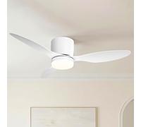 Parrot Uncle Ventilateur de plafond en ABS avec éclairage LED, 35 W, télécommande, 6 vitesses, très silencieux, 3 pales, diamètre de 106 cm, fonction été/hiver, minuterie, blanc