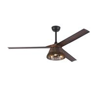 Parrot Uncle Ventilateur Plafond avec Lumière 152 cm, Moteur DC Silencieux, Télécommande, 6 Vitesses, Pales Effet Bois