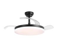 Parrot Uncle Ventilateur Plafond LED 106 cm Noir, Pales Rétractables, Moteur DC Silencieux, Télécommande, 6 Vitesses