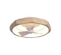 Parrot Uncle Ventilateur Plafond LED 50 cm Blanc Mat, Plafonnier Ventilateur Silencieux DC, Télécommande, 6 Vitesses, Effet Bois