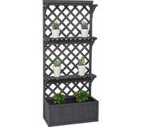 Jardinière Sur Pied Hwc-P69, Bac À Plantes/À Fleurs, Pot De Fleurs, Treillis, Espalier, Surface De Rangement, Bois Mvg 177x77x33cm Gris Anthracite Gris