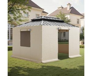 Parties latérales VEVOR, adaptées aux pavillons de 3,1x3,62 m, parois latérales en 4 parties pour pavillons, matériau PE, couverture de rechange avec fenêtres en filet, pavillons non compris dans la l