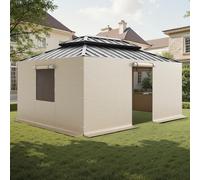 Parties latérales VEVOR, adaptées aux pavillons de 3,44x4,66 m, parois latérales en 4 parties pour pavillons Hardtop, matériau PE, couverture de rechange avec fenêtres en filet, pavillons non compris 