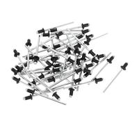Partuto 50 Pièces Rivets Aveugles À Tête De Dôme À Grande Bride Aluminium | Noir, Argenté, Diamètre 3.2Mm, Longueur 4Mm, Bride 6.7Mm, Pour Assemblage Caravane, Remorque, Meuble, Fenêtre