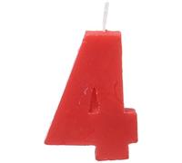 Party - Bougie d'anniversaire Numéro 4, 5 x 3.5 cm, Couleur Rouge (68028)