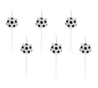 Party Deco Bougies Foot ┃ Anniversaire Football ┃ Lot De 6 en Piques 2.5 cm ┃ Garcon Enfant ┃ Decoration Gateau ┃ en Forme De Ballon
