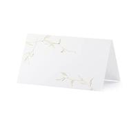 Party Deco Marque Place Papier Blanc et Branches dorées (Lot de 10)