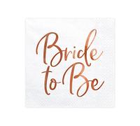 Party Deco - Serviettes de table pour mariée, fête de mariage - Bride To Be - Or rose - 33 x 33 cm - Pour événement, cocktail, mariage, anniversaire de mariage, décoration de mariage