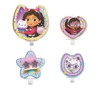 Party Factory Gabby's Dollhouse Lot de 4 bougies d'anniversaire pour anniversaire d'enfant, décoration de fête pour fille, bougies à gâteau avec motifs Gabby