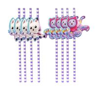 Party Factory Gabby's Dollhouse Lot de 8 pailles en papier pour anniversaire d'enfant, fête avec motifs Gabby, décoration de fête pour fille