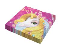 Party Factory Mia & Me Lot de 20 serviettes en papier, 33 x 33 cm, multicolores, 3 couches, serviettes jetables pour anniversaire d'enfant ou fête à thème