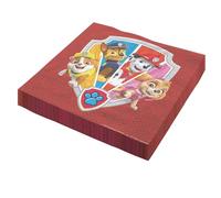 Party Factory Paw Patrol Lot de 20 serviettes en papier, 33 x 33 cm, multicolores, 3 couches, jetables, pour anniversaire d'enfant ou fête à thème