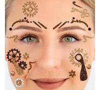Party Factory Tatouage de visage Steampunk à paillettes temporaires pour fête à thème, Halloween et carnaval, enfants et adultes