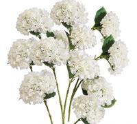 PARTY JOY Fleur Artificielle, 12 PCS Hortensia Artificielle, Fleurs Artificielles Deco, Decoration Mariage, Hortensia Stabilisé, pour Deco Mariage Et Les Décorations D'intérieur, Blanc