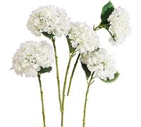 PARTY JOY Fleur Artificielle, 5 PCS Hortensia Artificielle, Fleurs Artificielles Deco, Decoration Mariage, Hortensia Stabilisé, pour Deco Mariage Et Les Décorations D'intérieur, Blanc