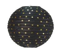 Party Pro 502119M Lanterne Japonaise Papier de Riz Noire à Pois Or 35 x 35 x 35 cm