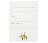 PARTY TIME Lot de 6 Cartes d'Invitation Savane avec Enveloppes Blanc | Carton, lot de 6 cartes d'invitation savane, enveloppes incluses, anniversaires et fêtes, blanc