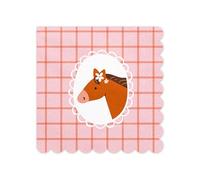 PartyDeco – Serviettes en papier feston Cheval 33 cm, 12 pièces, rose