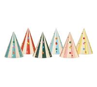 PartyDeco - 6 Chapeaux Carton C?NE DE FÊTE RAYÉ Cirque 16CM - Accessoire de déguisement - Cosplay pour - Thême(s) :