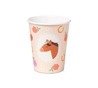 PartyDeco - 6 GOBELETS Carton Cheval Fleur 22CL Rose
