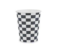 PartyDeco - 6 GOBELETS Carton Damier Course Auto RÉTRO 22CL