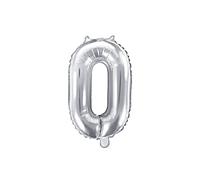 PartyDeco Ballon en Mylar Chiffre 0 Argent 35 cm Anniversaire Adulte Enfant