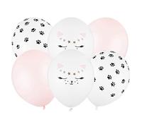 PartyDeco Ballons Set 30 CM Chat Mélange 6 Pièces Anniversaire Fête Décoration Ballons Anniversaire Fête Événement Kit
