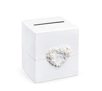 PartyDeco Boîte cadeau pour invités, boîte de mariage avec cœur rose - 24 x 24 x 24 cm - Boîte cadeau, boîte à billets, boîte à cartes, pour réceptions de mariage, anniversaires, fêtes de mariage ou
